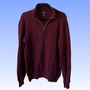 Dockers Quarter Zip Sweater L Maroon Pullover Knit Casual Preppy Menswear